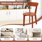 Silla de comedor de madera maciza con respaldo curvo y estructura de madera de caucho