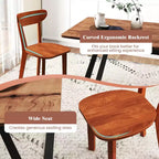 Silla de comedor de madera maciza con respaldo curvo y estructura de madera de caucho