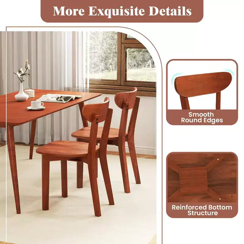 Silla de comedor de madera maciza con respaldo curvo y estructura de madera de caucho