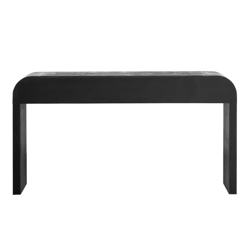 Mesa consola curvada con 2 cajones para recibidor, mesa de entrada minimalista de madera con almacenamiento para sala de estar