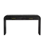 Mesa consola curvada con 2 cajones para recibidor, mesa de entrada minimalista de madera con almacenamiento para sala de estar