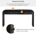Mesa consola curvada con 2 cajones para recibidor, mesa de entrada minimalista de madera con almacenamiento para sala de estar
