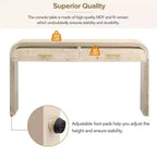 Mesa consola curvada con 2 cajones para recibidor, mesa de entrada minimalista de madera con almacenamiento para sala de estar