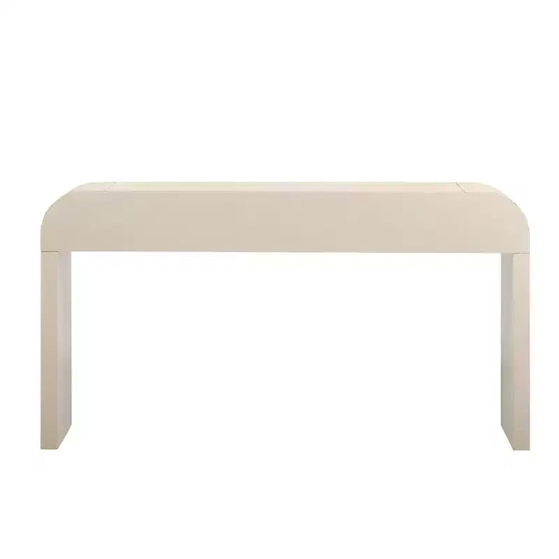 Mesa consola curvada con 2 cajones para recibidor, mesa de entrada minimalista de madera con almacenamiento para sala de estar
