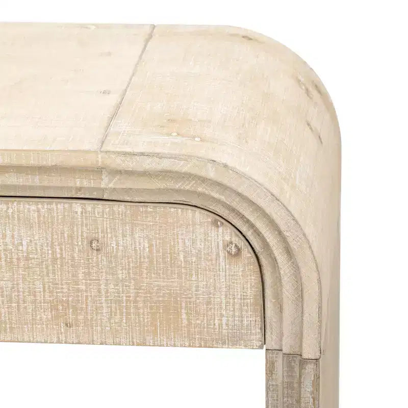 Mesa consola curvada con 2 cajones para recibidor, mesa de entrada minimalista de madera con almacenamiento para sala de estar