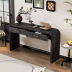 Mesa consola curvada con 2 cajones para recibidor, mesa de entrada minimalista de madera con almacenamiento para sala de estar