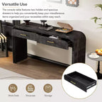 Mesa consola curvada con 2 cajones para recibidor, mesa de entrada minimalista de madera con almacenamiento para sala de estar
