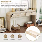 Mesa consola curvada con 2 cajones para recibidor, mesa de entrada minimalista de madera con almacenamiento para sala de estar