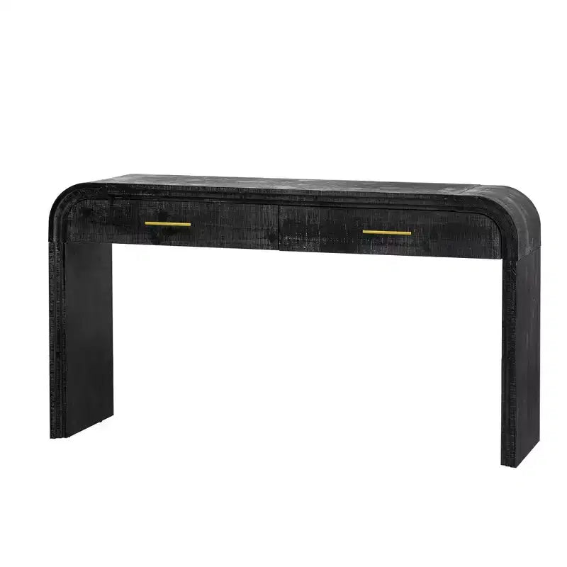 Mesa consola curvada con 2 cajones para recibidor, mesa de entrada minimalista de madera con almacenamiento para sala de estar