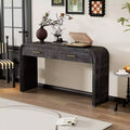 Curved Console Table with 2 Drawers for Entryway, Wood Minimalist Entryway Table with Stroage for Living Room
