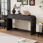 Curved Console Table with 2 Drawers for Entryway, Wood Minimalist Entryway Table with Stroage for Living Room