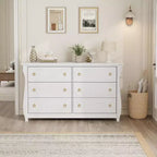 Cómoda blanca de 6 cajones de 47.2 pulgadas, organizador de almacenamiento independiente para dormitorio, sala de estar y entrada, fácil montaje, diseño que ahorra espacio