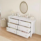 Cómoda blanca de 6 cajones de 47.2 pulgadas, organizador de almacenamiento independiente para dormitorio, sala de estar y entrada, fácil montaje, diseño que ahorra espacio