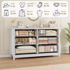 Cómoda blanca de 6 cajones de 47.2 pulgadas, organizador de almacenamiento independiente para dormitorio, sala de estar y entrada, fácil montaje, diseño que ahorra espacio