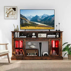 Mueble de TV con luces LED y control remoto, gabinetes de almacenamiento y estantes ajustables