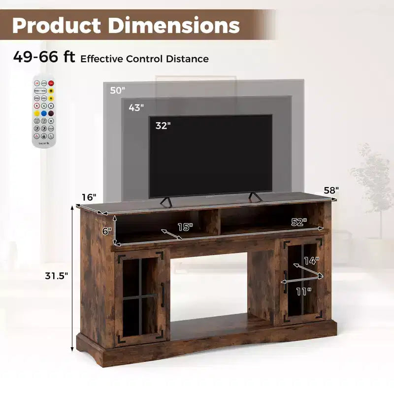 Mueble de TV con luces LED y control remoto, gabinetes de almacenamiento y estantes ajustables