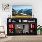 Mueble de TV con luces LED y control remoto, gabinetes de almacenamiento y estantes ajustables