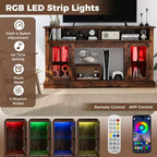 Mueble de TV con luces LED y control remoto, gabinetes de almacenamiento y estantes ajustables