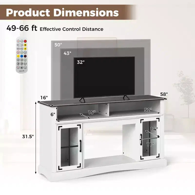 Mueble de TV con luces LED y control remoto, gabinetes de almacenamiento y estantes ajustables