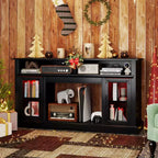 Mueble de TV con luces LED y control remoto, gabinetes de almacenamiento y estantes ajustables