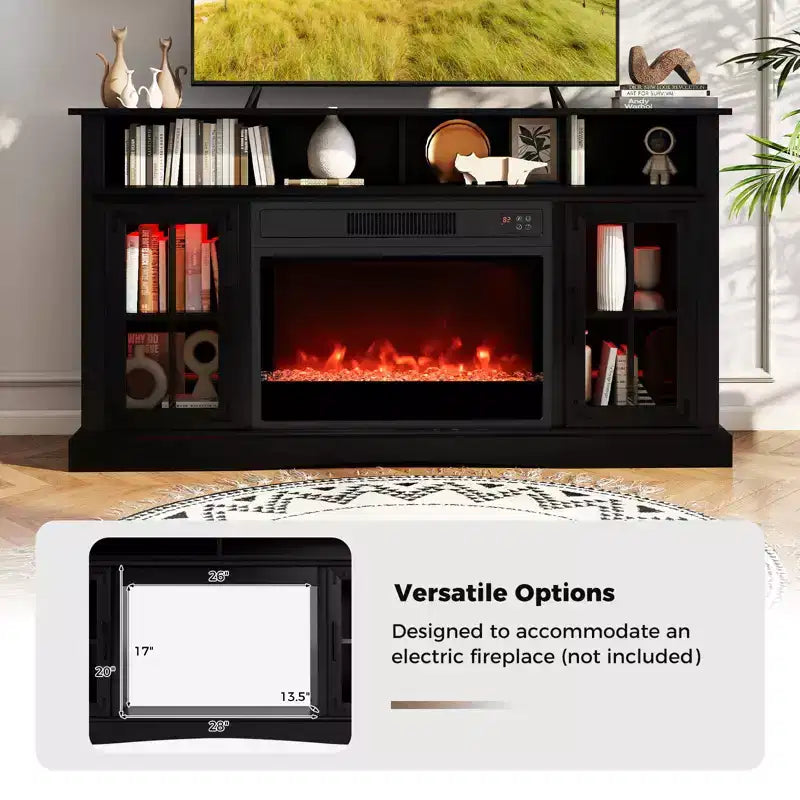 Mueble de TV con luces LED y control remoto, gabinetes de almacenamiento y estantes ajustables