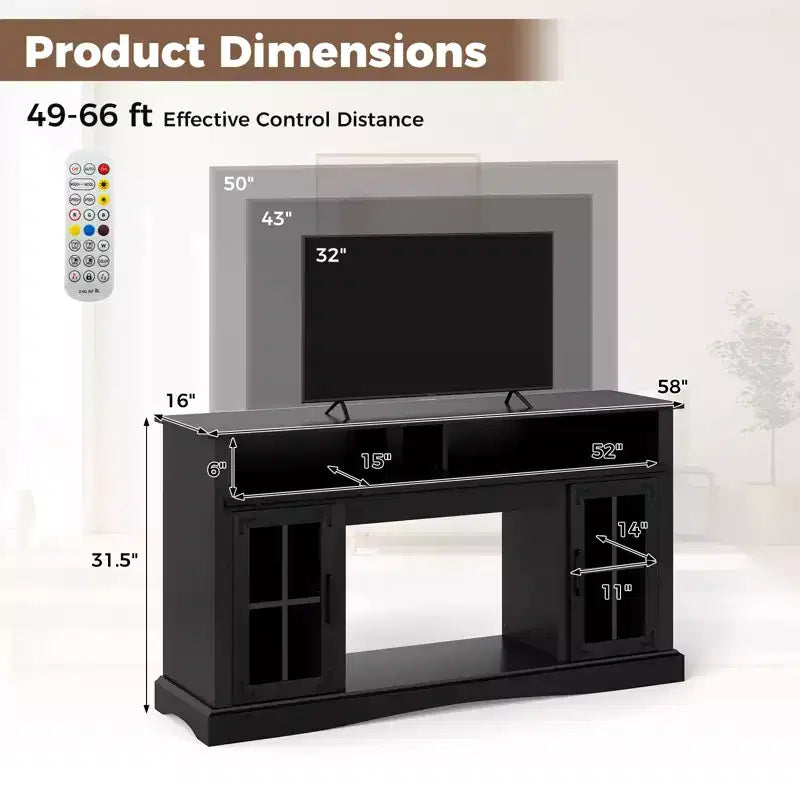 Mueble de TV con luces LED y control remoto, gabinetes de almacenamiento y estantes ajustables