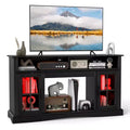 Costway TV Stand w/LED Lights & Remote Control Storage Cabinets & Adjustable Shelves