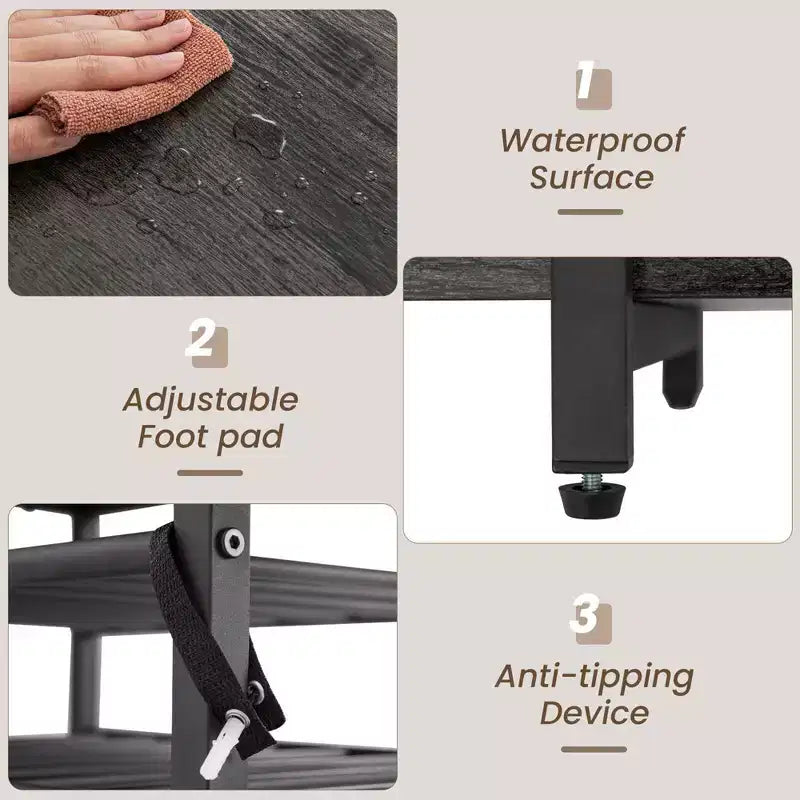 Mueble Bar de 3 Niveles con Estantes de Almacenamiento, Porta Copas y Botellero
