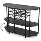 Mueble Bar de 3 Niveles con Estantes de Almacenamiento, Porta Copas y Botellero