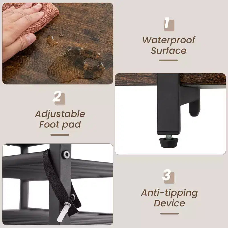 Mueble Bar de 3 Niveles con Estantes de Almacenamiento, Porta Copas y Botellero