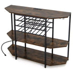 Mueble Bar de 3 Niveles con Estantes de Almacenamiento, Porta Copas y Botellero