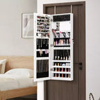 43.5 Gabinete de joyería con espejo de cuerpo entero y espejo de maquillaje interior