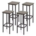 Costway 4PCS 26 Bar Stool Set w/ Metal Frame Footrest Backless Counter Height Stool Gray