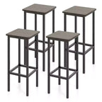 Costway 4PCS 26 Bar Stool Set w/ Metal Frame Footrest Backless Counter Height Stool Gray