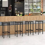 4 Taburetes de bar de 26 pulgadas con estructura de metal, reposapiés, sin respaldo, altura de mostrador, gris