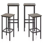 4 Taburetes de bar de 26 pulgadas con estructura de metal, reposapiés, sin respaldo, altura de mostrador, gris