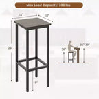 4 Taburetes de bar de 26 pulgadas con estructura de metal, reposapiés, sin respaldo, altura de mostrador, gris