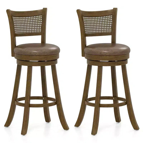 Costway Set of 2 Bar Stools 30 Swivel Bar Chairs w/ PE Rattan Backrest Bar Height