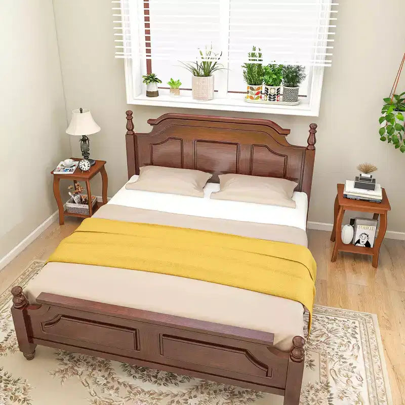 Mesa Auxiliar Cuadrada de 2 Niveles para Sofá, Mesita de Noche Angosta con Estante de Almacenamiento y Patas de Madera