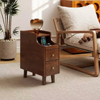 Mesa auxiliar de madera maciza con bandeja extraíble y 2 cajones de almacenamiento con gestión de cables