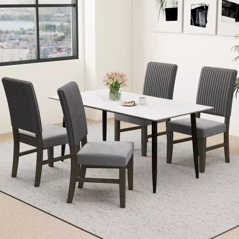 Silla de comedor 4 sillas tapizadas en tela de terciopelo de mediados de siglo modernas