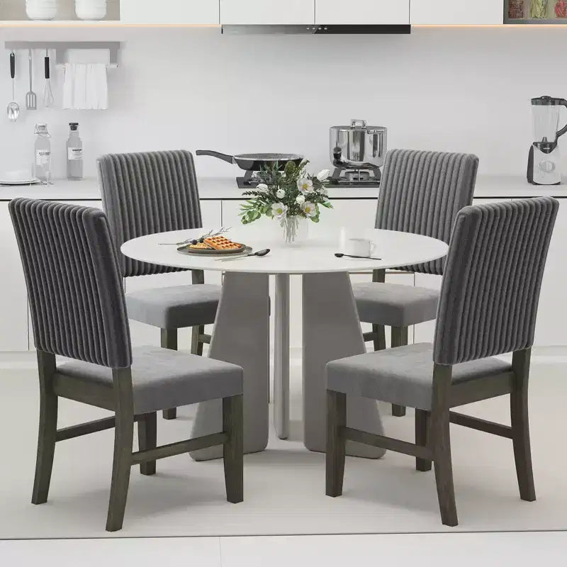 Silla de comedor 4 sillas tapizadas en tela de terciopelo de mediados de siglo modernas