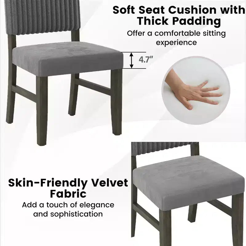 Silla de comedor 4 sillas tapizadas en tela de terciopelo de mediados de siglo modernas
