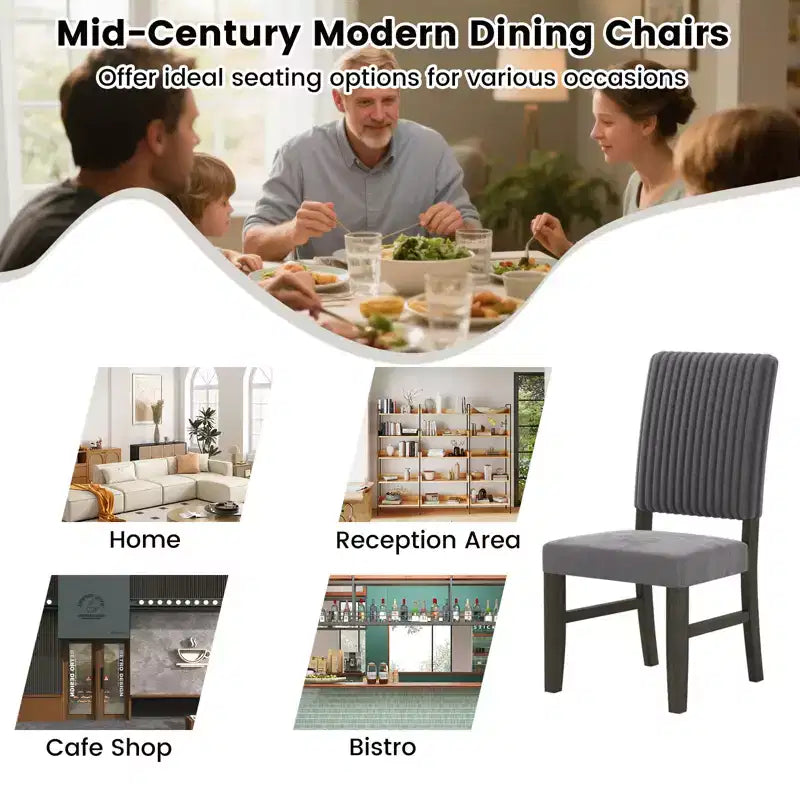 Silla de comedor 4 sillas tapizadas en tela de terciopelo de mediados de siglo modernas