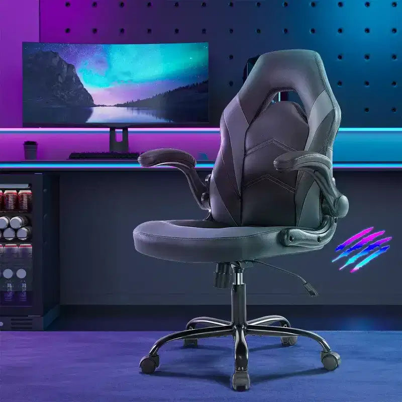 TUYOHW Ergonomic Gaming Chair,S-Shaped Backrest Office Chair with Rocking Mode & Adjustable Height,High Resilience Foam