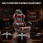 TUYOHW PU Leather Criss Cross Chair on Wheels with Footrest and Lumbar Support,Office Chair with Fixed Up Armrest,Gaming Chair for Office