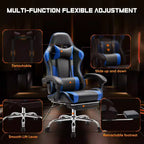 TUYOHW PU Leather Criss Cross Chair on Wheels with Footrest and Lumbar Support,Office Chair with Fixed Up Armrest,Gaming Chair for Office