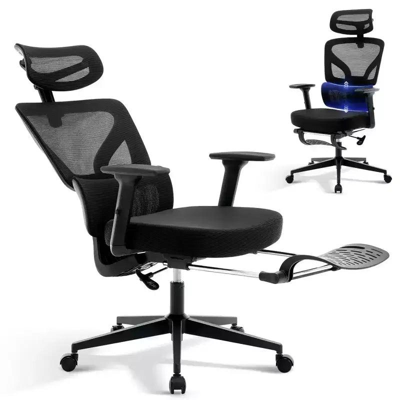 Silla de oficina ergonómica de respaldo alto Silla gamer de malla transpirable con soporte lumbar ajustable y reposabrazos 3D