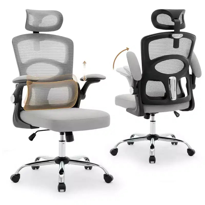Silla de oficina ergonómica, silla de escritorio de malla de respaldo alto con reposacabezas ajustable y ruedas, silla giratoria para el hogar/oficina/sala de juegos