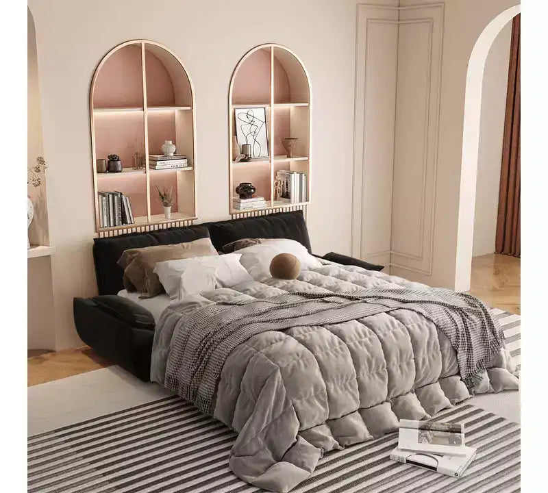 Whisen Sofá Cama 3 en 1 de Terciopelo Tamaño Queen, Sofá Loveseat Convertible